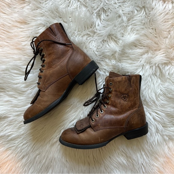 Ariat Shoes - Ariat Heritage Lacer Brown Leather Ankle Combat Boots